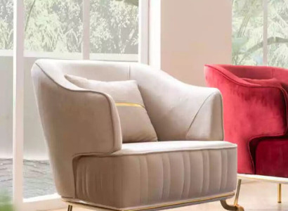 Wohnzimmer Sessel Möbel Drehsessel 1 Sitzer Moderne rot Design Textil