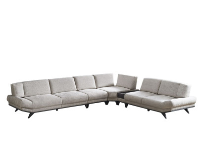 Graues Wohnnzimer Sofa L-Form Wohnlandschaft Ecksofa Polster Couch Neu