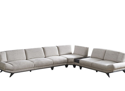 Graues Wohnnzimer Sofa L-Form Wohnlandschaft Ecksofa Polster Couch Neu