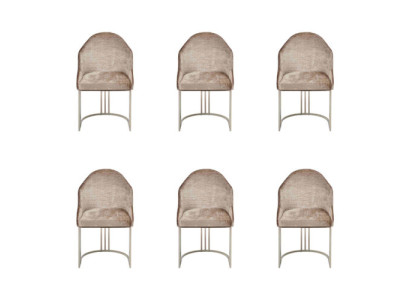 Luxus Esszimmerstuhl 6x Stühle Textildesign Metall zeitgenössische Stuhlmöbel