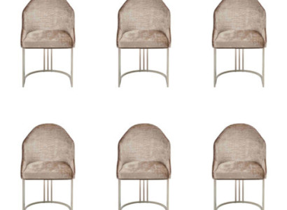 Luxus Esszimmerstuhl 6x Stühle Textildesign Metall zeitgenössische Stuhlmöbel