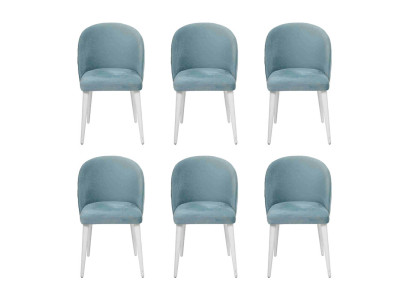 Luxus Esszimmer Holz 6x Stühle blau armlos neues Design gepolsterter Stuhl