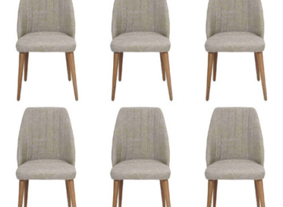 Modern 6x Stühle Polsterstuhl Luxus Sessel Grau Stuhl Lehnstuhl Esszimmer