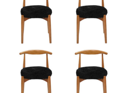 Modern Esszimmer Holz 4x Stühle Braun Ohne Armlehne Design gepolsterter Stuhl