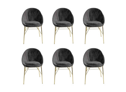 Moderne Design Schwarz 6x Stühle Ohne Armlehne Esszimmer Luxus Möbel