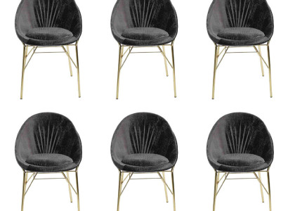 Moderne Design Schwarz 6x Stühle Ohne Armlehne Esszimmer Luxus Möbel