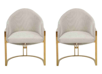 Stilvoll 2x Stühle Polsterstuhl Esszimmerstuhl Metall Küchenstuhl Weiß Modern