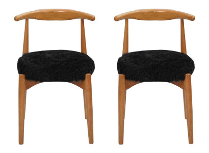 Luxus Esszimmer Holz 2x Stühle Braun Ohne Armlehne Design gepolsterter Stuhl