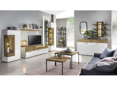Set Modern Wohnwand Vitrinen RTV Schrank Wohnzimmer Barock Stil