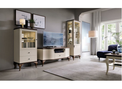 Klassische Wohn Deko Wand Wohnzimmer Vitrine Sideboard RTV Regal Wände