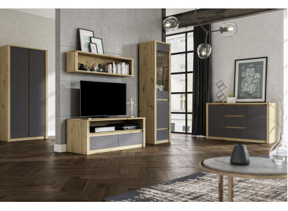 Wohnwände Anrichte Low Board Side Schrank Wohn Zimmer Sideboard Regal 5tlg. Set