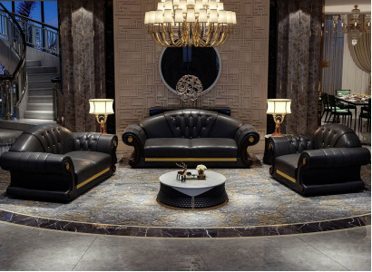 Klassische Chesterfield Sofa Couch Polster Garnitur Dreisitzer Leder 3 Sitzer