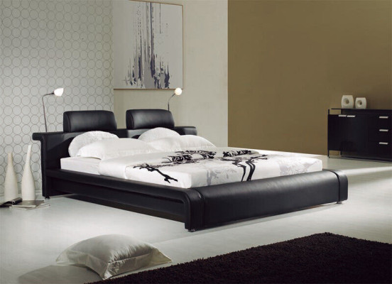 Design Doppelbett Lederbett Betten Bett Polster Leder Schlafzimmer Ehe