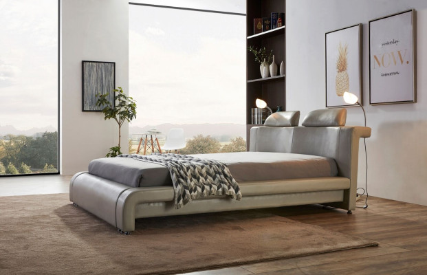 Design Doppelbett Lederbett Betten Bett Polster Leder Schlafzimmer Ehe