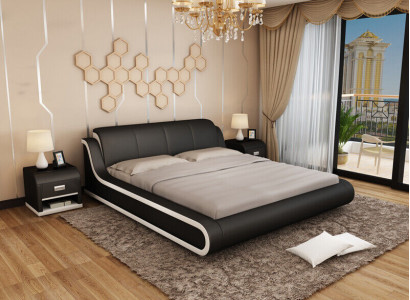 Lederbett Design Doppelbett Betten Bett Leder Polster Schlafzimmer Ehe