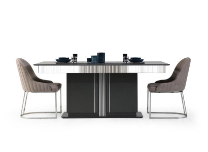 Exklusive Esszimmer Möbel Luxuriöser Esstisch 4x Textil Stühle 5tlg Set