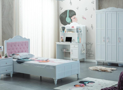 Komplette Kindermöbel Kinderbett Bett Holz Set 4tlg Kinderzimmer Weiß