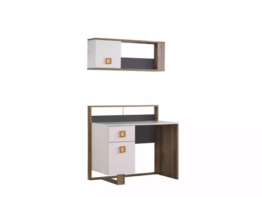 Schreibtisch Kinderzimmer Set 3tlg Regal Computer Holz Sessel Gelb Neu