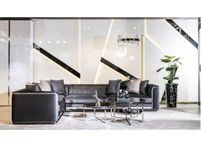 Ecksofa Sofa Couch Polster Sitz Ecke Garnitur L Form Holz mit Textil Neu