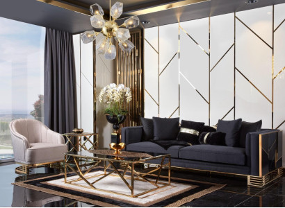 Sofagarnitur Sofa Luxus Sessel 3+1Sitzer Couchtisch Beistelltisch Set 4tlg