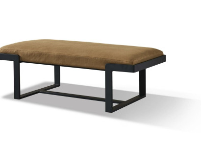 Hocker Polsterhocker Fuß Ablage Möbel Wohnen Sitzbänke Sitz Leder Braun