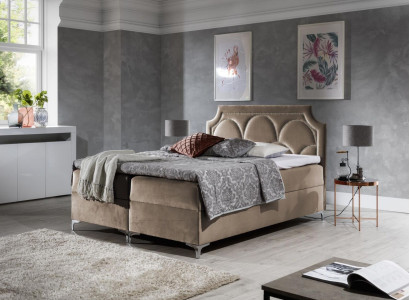 Doppel Hotel Polsterbett Bett Schlafzimmer Betten Boxspringbett Textil Design