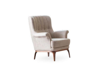 Leicht -Leder -Sessel für Entspannung auf Holzbeinen in einem Hotelzimmer Neu