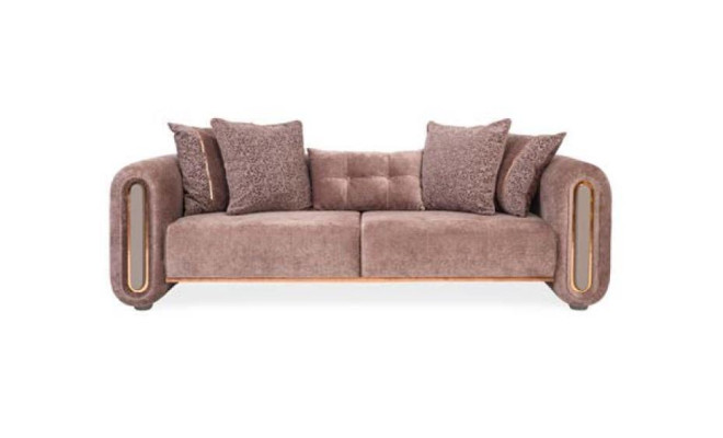 Luxus Sofagarnitur Braune Couch Textil Sofa Couchen Polster Gruppe 3+3+1