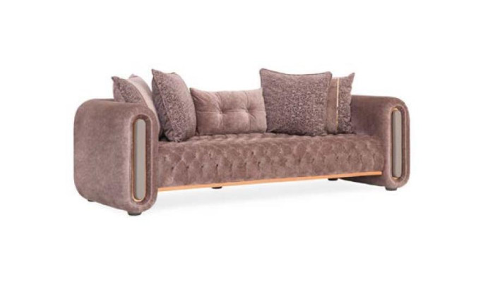 Luxus Sofagarnitur Braune Couch Textil Sofa Couchen Polster Gruppe 3+3+1