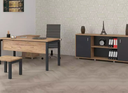 Büro für Kanzlei Office Praxis Komplette Einrichtung Schrank Tisch 3tlg