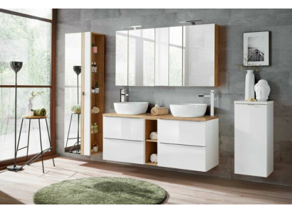 Design Badezimmer Möbel Bad 8 tlg. Set Garnitur Schrank Deko Waschbecken