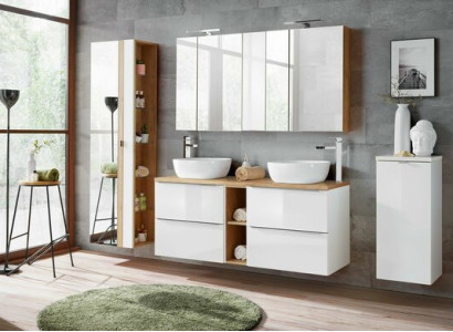 Design Badezimmer Möbel Bad 8 tlg. Set Garnitur Schrank Deko Waschbecken