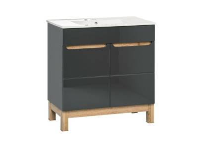 Grauer Waschtisch mit Unterschrank Hochwertige Waschbecken