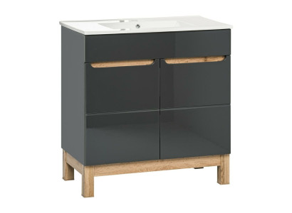 Grauer Waschtisch mit Unterschrank Hochwertige Waschbecken