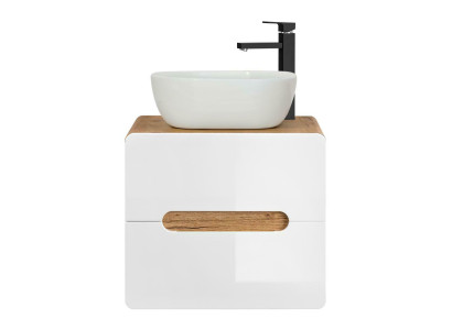 Waschtisch Badezimmer Waschbecken mit Aufsatz Becken 60cm Unterschrank Hochglanz