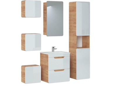 Design Badezimmer Möbel Bad 6 tlg. Set Garnitur Schrank Waschbecken