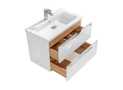 Badmöbel Set 80cm Waschbecken mit Unterschrank Waschtisch Schublade Hängeschrank