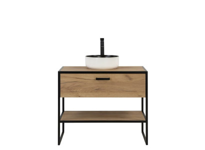 Badmöbel Set 90cm Waschbecken Loft Unterschrank Waschtisch Schublade