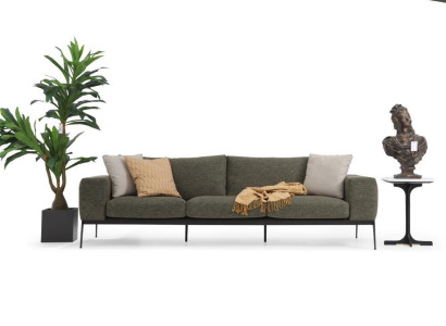 Dreisitzer Sofa 3 Sitzer Sofas Grau Stoff Wohnzimmer Luxus Modern Neu