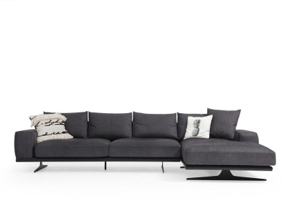 Ecksofa L-Form Sofa Wohnzimmer Grau Modern Stoff Sofas Sitzer Design