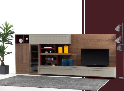 Wohnwand TV Ständer RTV Lowboard Vitrine Holz Modern Braun Wohnzimmer