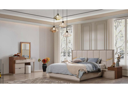 Beige Schlafzimmer Garnitur Luxuriöse Polsterbetten Nachttische Schrank