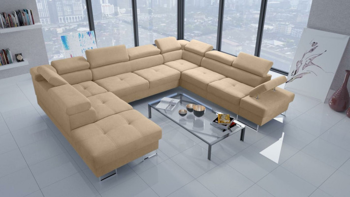 Wohnlandschaften Ecksofa Couch Textil Leder Polster Sitz Ecke Sofa U Form Sofas