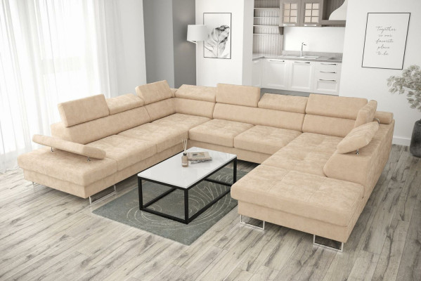 Wohnlandschaften Ecksofa Couch Textil Leder Polster Sitz Ecke Sofa U Form Sofas