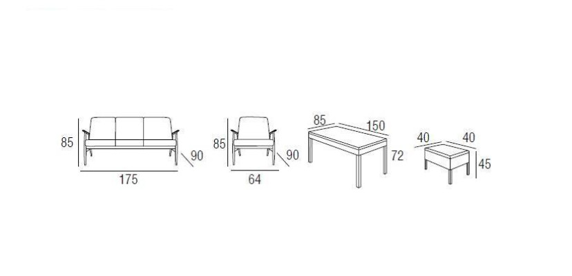 Sofagarnitur Gartenmöbel Tisch Hocker Sessel Veranda Sitzgruppe 6tlg.
