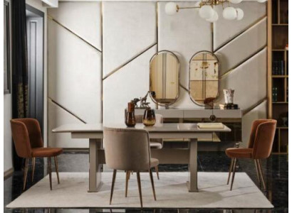 Komplett Set Esstisch 6x Stühle Esszimmer Set Ess Edelstahl Tisch 7tlg