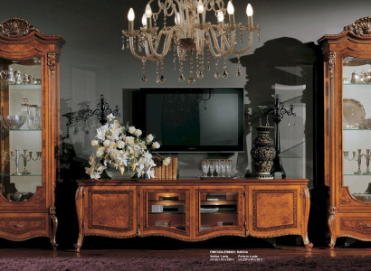 Garnitur Wohnzimmer RTV Lowboard Vitrinen TV Ständer Wohnwand Holz Set