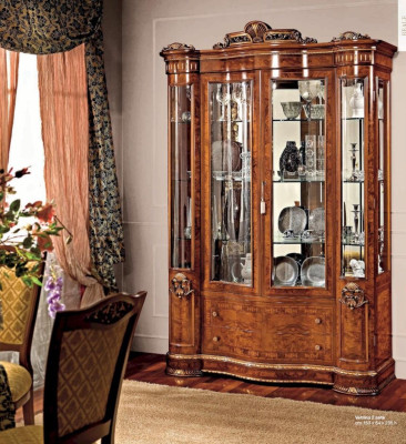 Vitrine Schränke Braun Vitrinen Luxus Schrank Holz Wohnzimmer Barock