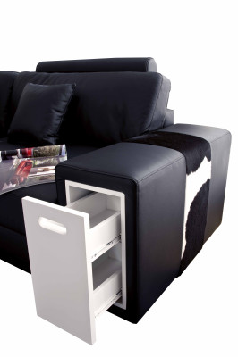 Designer Ecksofa Polster Wohnlandschaft Leder Couch Sofas Sofa XXL