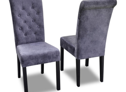 Blaue Chesterfield x8-er Stuhlgarnitur Designer Lehnstühle Moderne Sitzmöbel